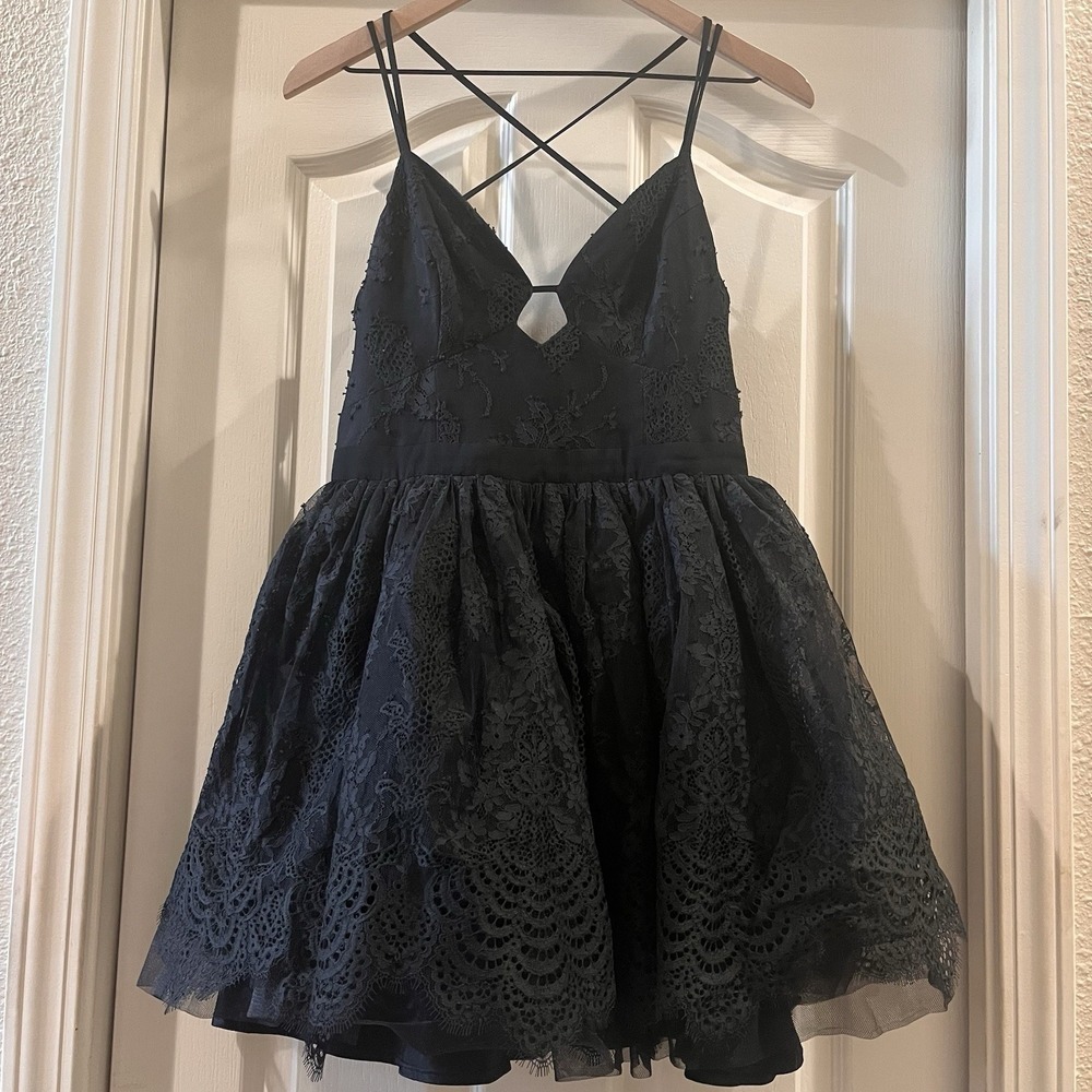 Floral Lace Fit Flare Babydoll Mini Dress Whimsigoth Dark Romance Coquette Goth